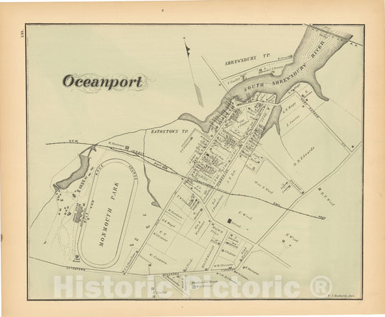 Historic Map : Atlas New Jersey Coast, Oceanport 1878 , Vintage Wall Art