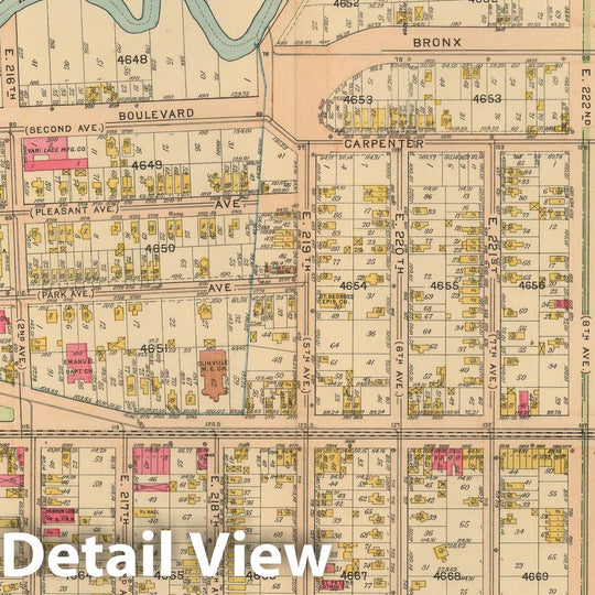 Historic Map : Atlas City of NY, Borough of The Bronx, Annexed District, The Bronx 1913 Plate 003 , Vintage Wall Art