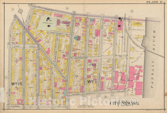 Historic Map : Atlas of Newark, Volume 1, Newark 1911 Plate 011 , Vintage Wall Art