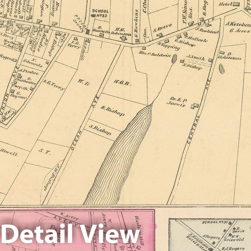 Historic Map : Atlas of Long Island, New York, Brookhaven 1873 , v5, Vintage Wall Art