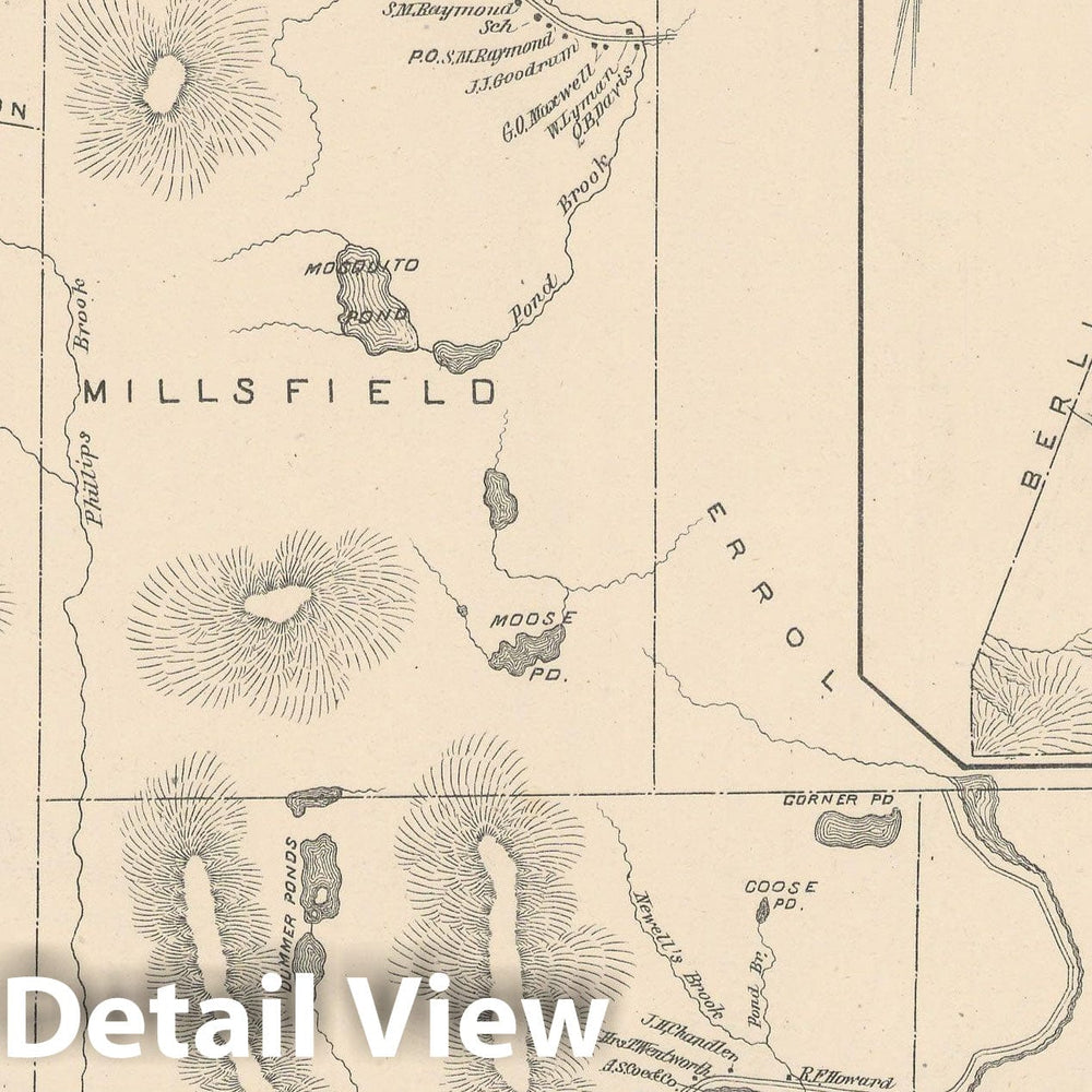 Historic Map : Cambridge & Dummer & Millsfield & Odell 1892 , Town and City Atlas State of New Hampshire , Vintage Wall Art