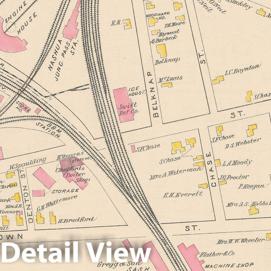 Historic Map : Nashua 1892 , Town and City Atlas State of New Hampshire , v9, Vintage Wall Art