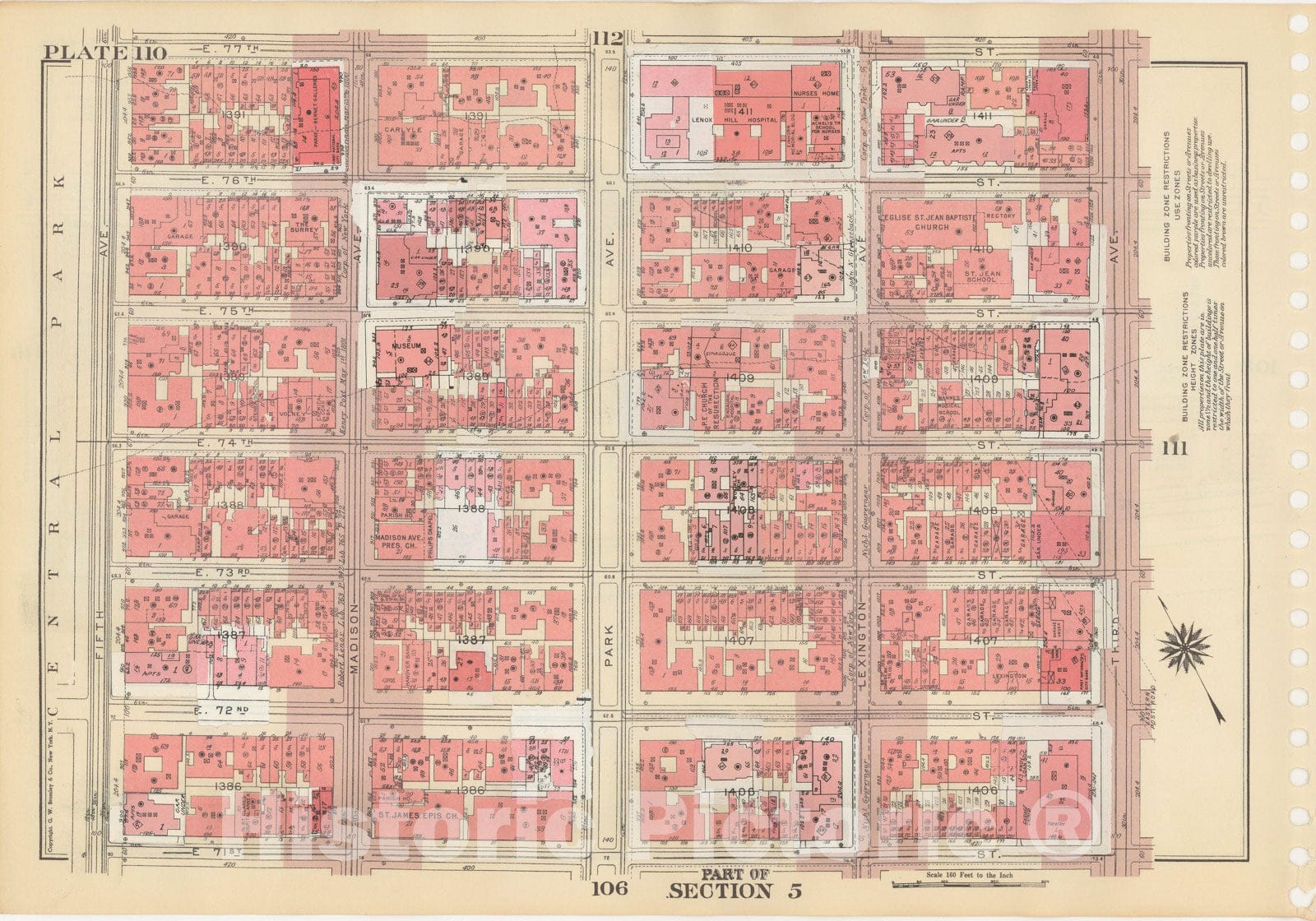 Historic Map : Manhattan Land Book 1955 - Updated Through Nov 7th, New York City 1975 Plate 110 , Vintage Wall Art