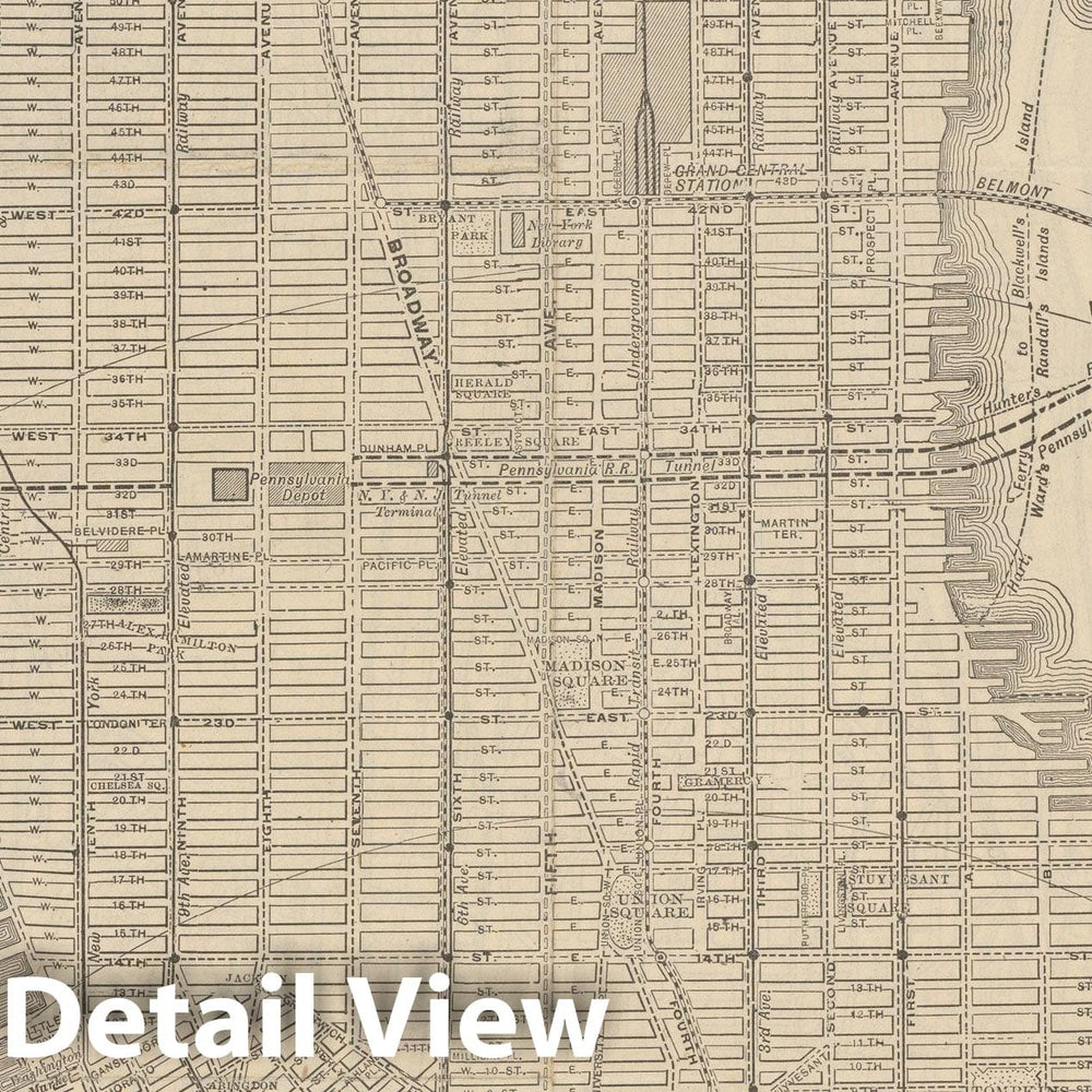 Historic Map : Manhattan 1913 , Vintage Wall Art