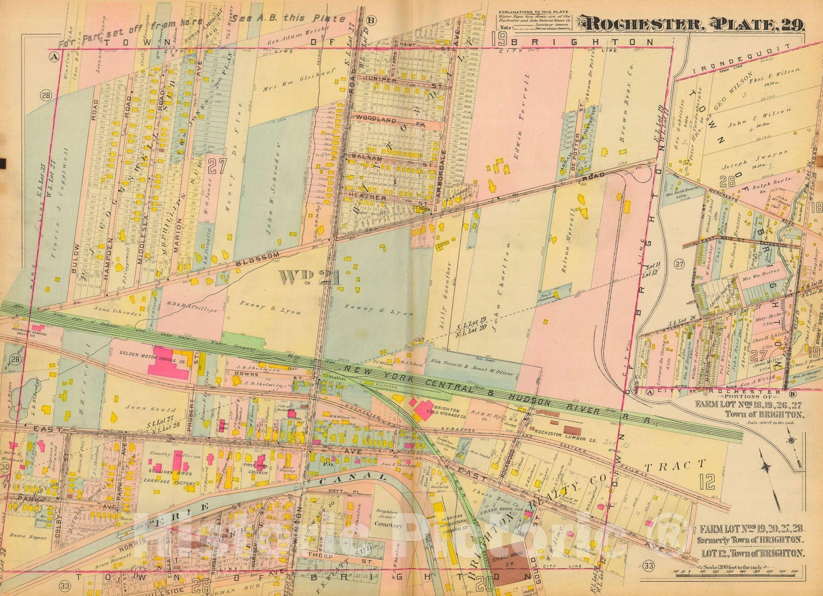 Historic Map : Atlas City of Rochester New York, Rochester 1910 Plate 029 , Vintage Wall Art