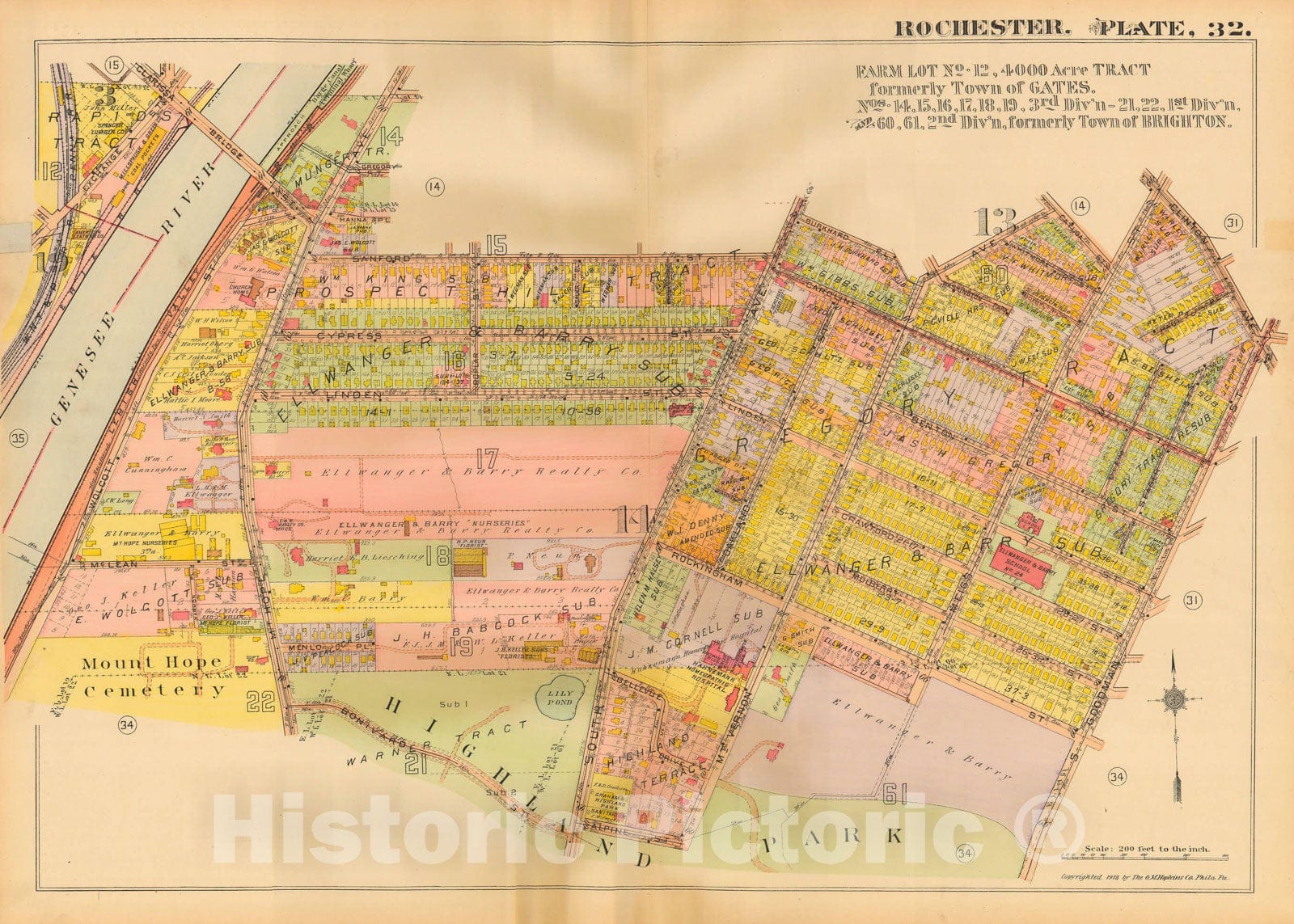 Historic Map : Plat Book of the City of Rochester New York and Vicinity, 1918 Plate 032 , Vintage Wall Art