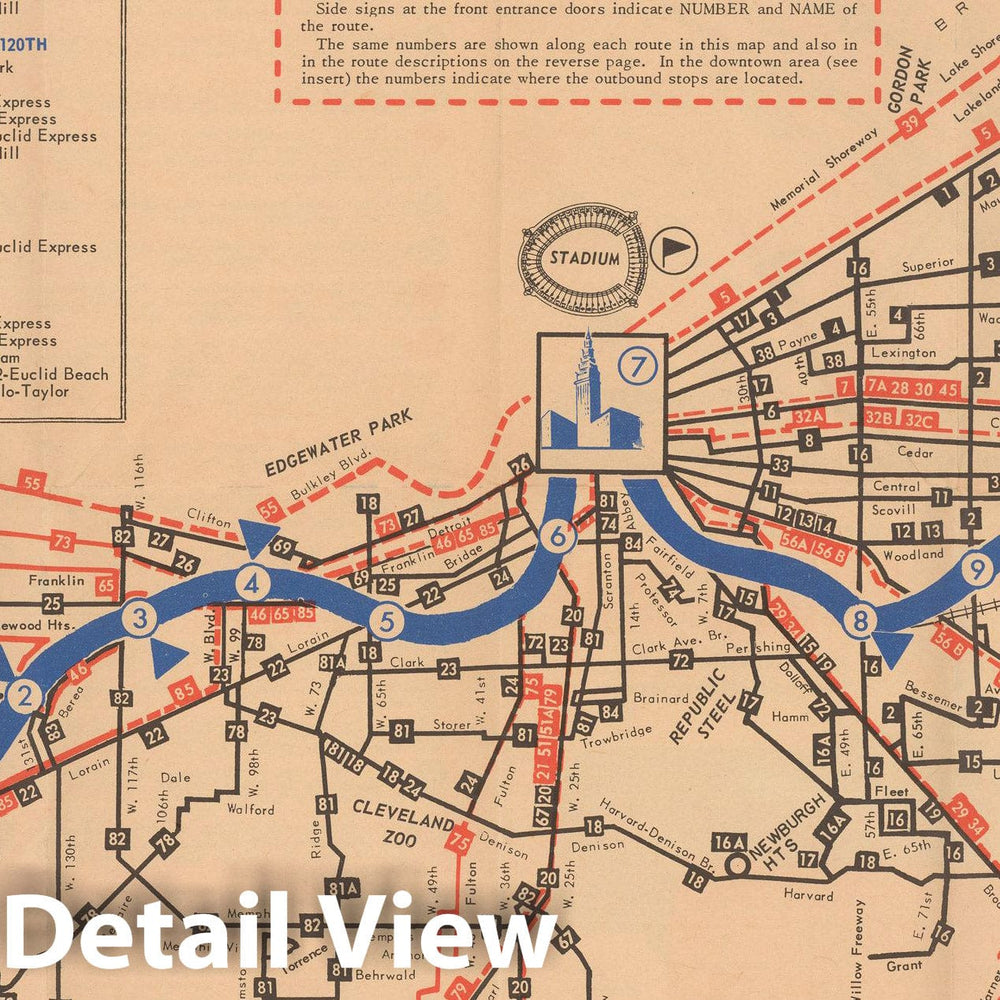 Historic Map : Cleveland Transit System 1958 Railroad Catography , Vintage Wall Art