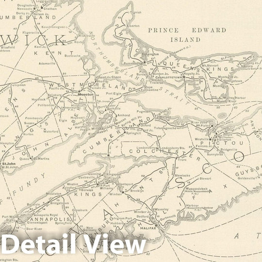 Historic Map : Commercial Atlas of America, 56th Edition, New Brunswick & Nova Scotia & Prince Edward Island 1925 , Vintage Wall Art