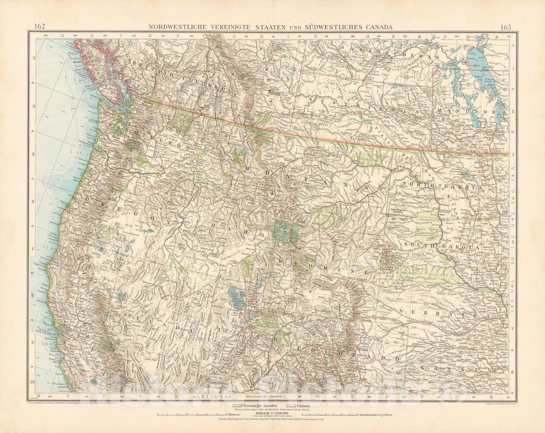 Historic Map : United States 1899 , Andrees Allgemeiner Handatlas , v2, Vintage Wall Art