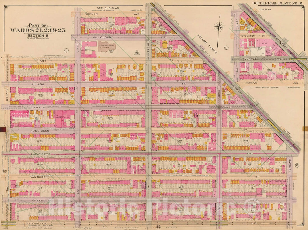 Historic Map : Brooklyn 1904 Plate 016 , Atlas Borough of Brooklyn , Vintage Wall Art