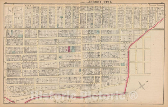 Historic Map : Combined Atlas State of New Jersey & The County of Hudson, Jersey City 1873 Plate H , Vintage Wall Art