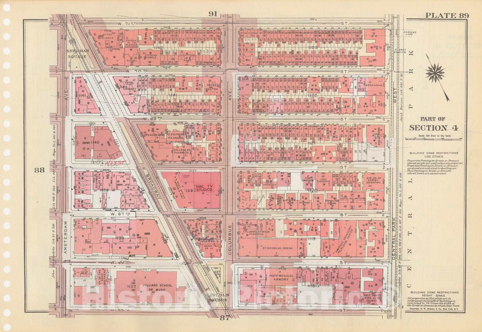 Historic Map : Manhattan Land Book 1955 - Updated Through Nov 7th, New York City 1975 Plate 089 , Vintage Wall Art