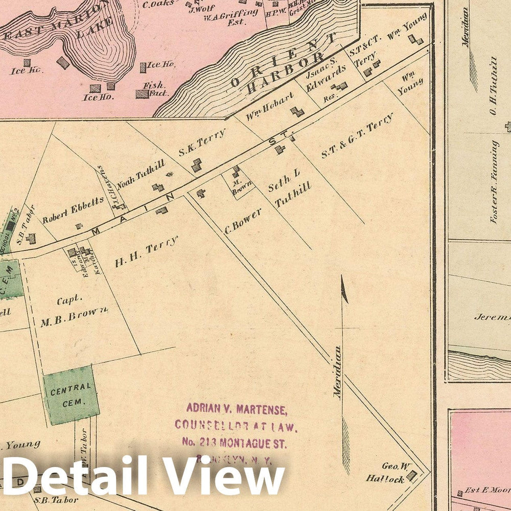 Historic Map : Atlas of Long Island, New York, Southold 1873 , v2, Vintage Wall Art