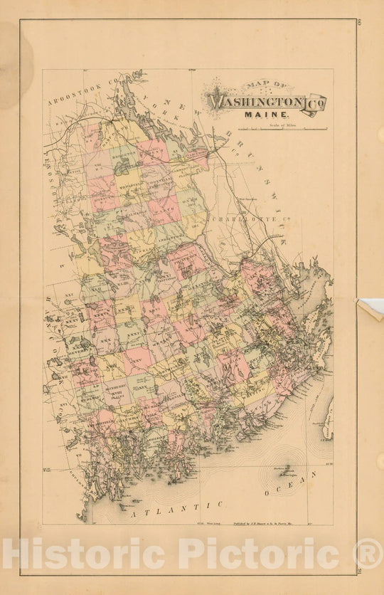 Historic Map : Atlas State of Maine, Washington 1894-95 , Vintage Wall Art