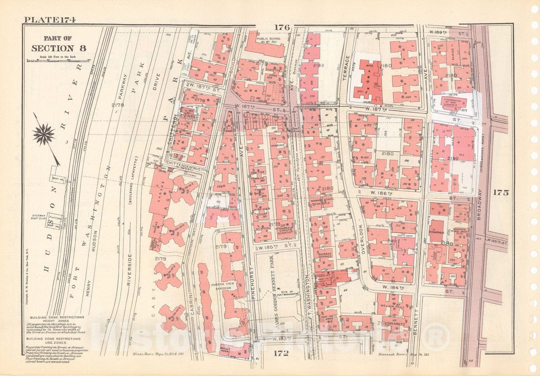 Historic Map : Manhattan Land Book 1955 - Updated Through Nov 7th, New York City 1975 Plate 174 , Vintage Wall Art