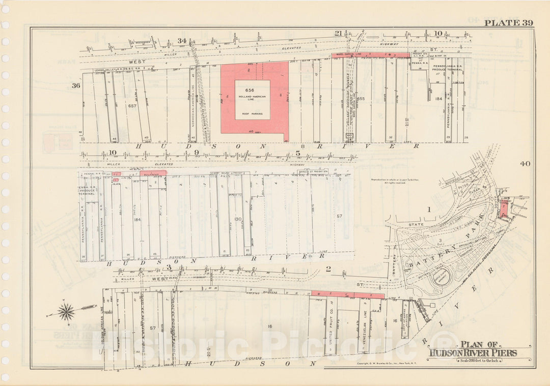 Historic Map : Manhattan Land Book 1955 - Updated Through Nov 7th, New York City 1975 Plate 039 , Vintage Wall Art