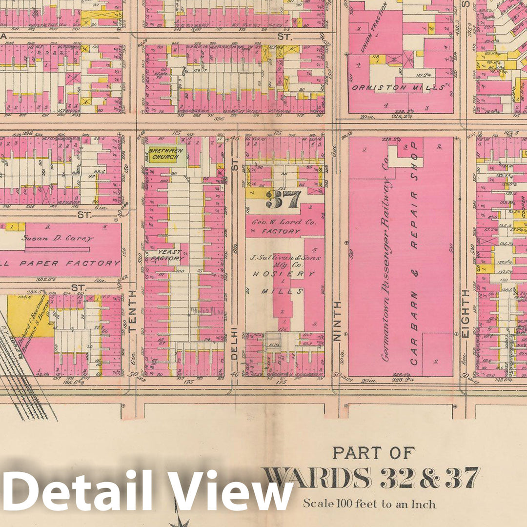 Historic Map : Philadelphia 1908 Plate 014 , Atlas 28th 32nd & 37th Wards of the City of Philadelphia , Vintage Wall Art