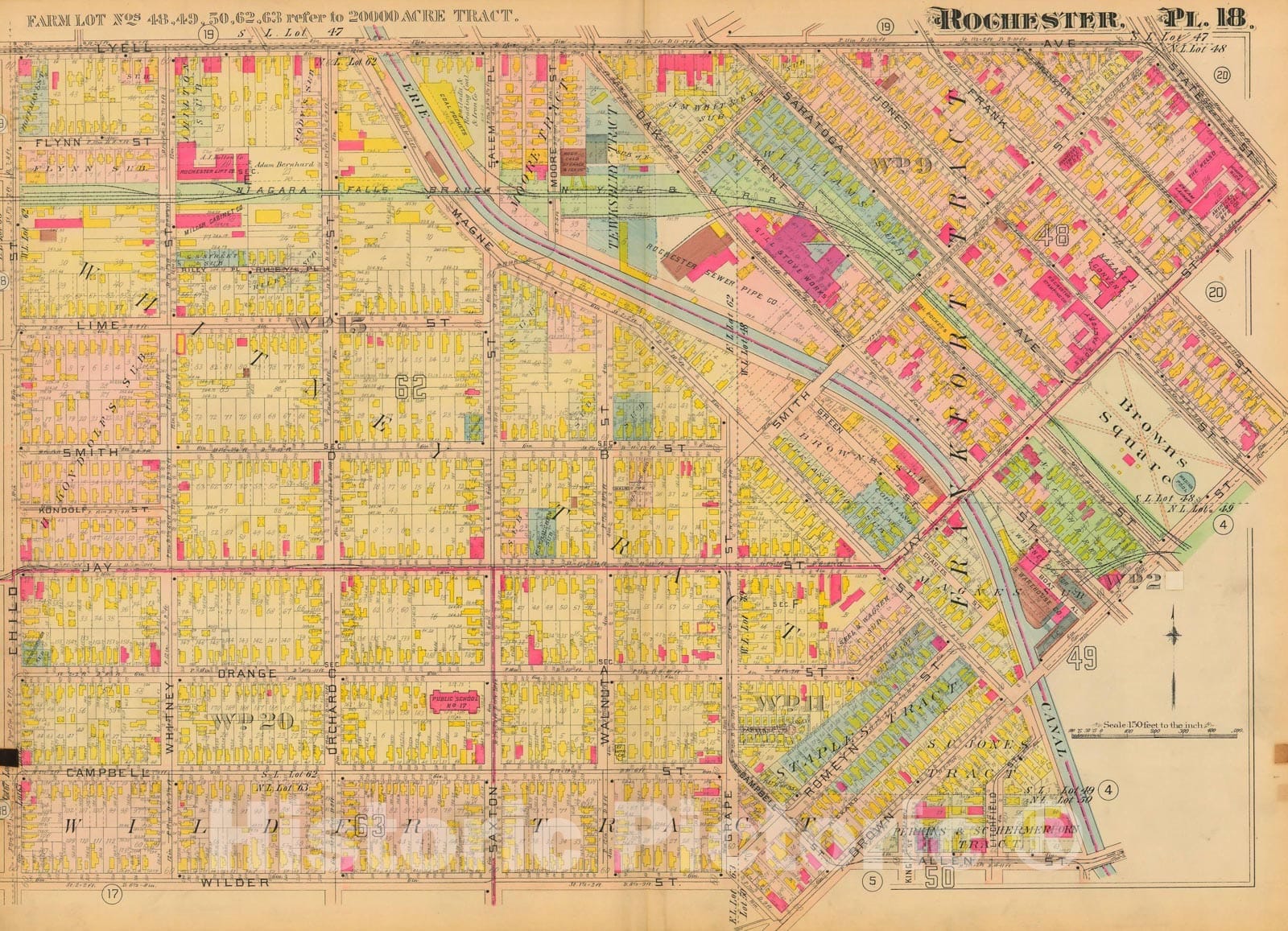 Historic Map : Atlas City of Rochester New York, Rochester 1910 Plate 018 , Vintage Wall Art