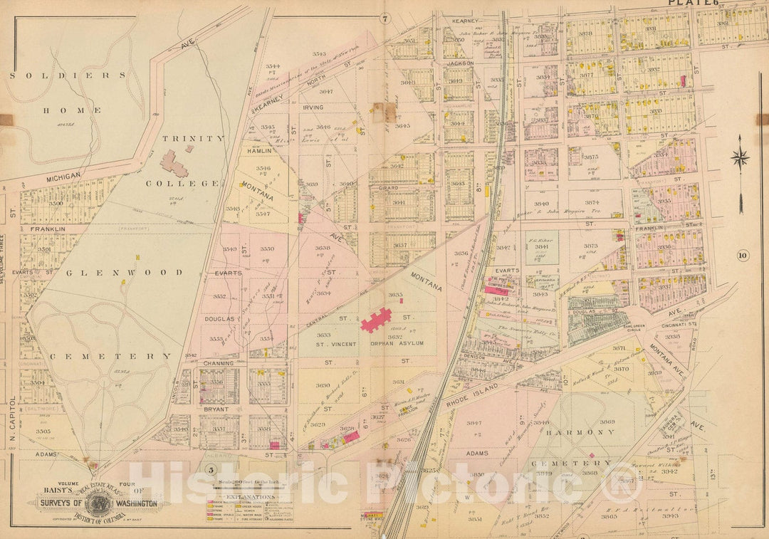 Historic Map : Atlas of Washington D.C. Volume 4 (NE, SE), Washington 1907 Plate 006 , Vintage Wall Art