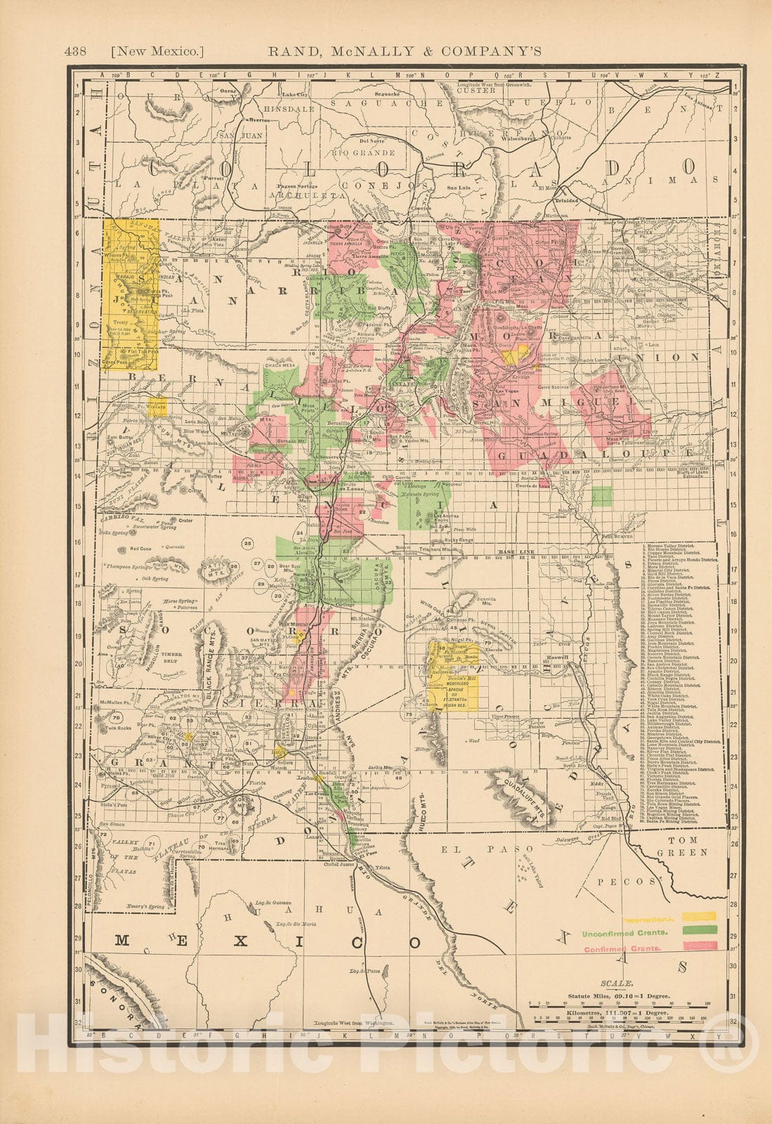 Historic Map : United States Maps, New Mexico 1894 , Vintage Wall Art