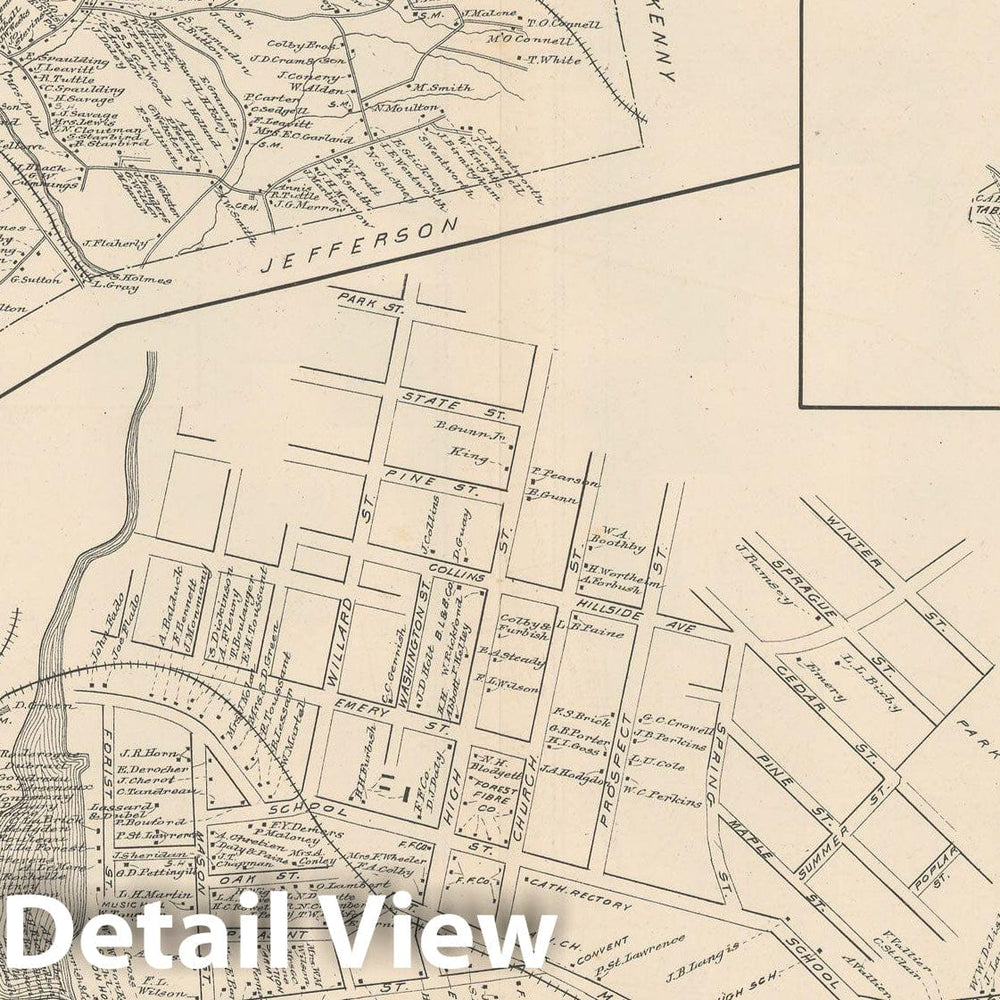 Historic Map : Berlin & Lancaster 1892 , Town and City Atlas State of New Hampshire , Vintage Wall Art