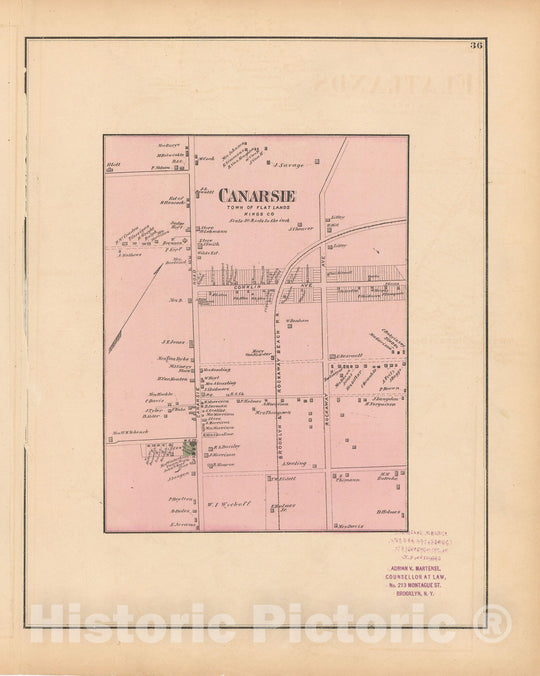 Historic Map : Atlas of Long Island, New York, Brooklyn & Flatlands 1873 , Vintage Wall Art