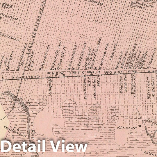 Historic Map : Atlas of Long Island, New York, Brooklyn & New Lots 1873 , v3, Vintage Wall Art