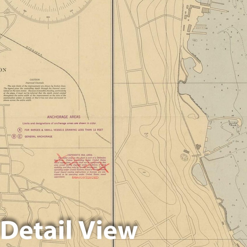 Historic Map : Coastal Charts - Connecticut: New London Harbor & Vicinity 1945 , Vintage Wall Art