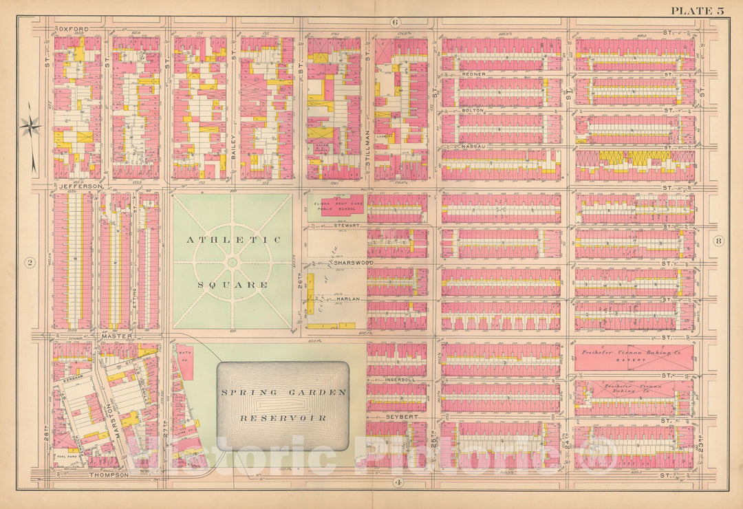 Historic Map : Philadelphia 1907 Plate 005 , Atlas 20th and 29th Wards of the City of Philadelphia , Vintage Wall Art