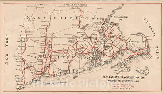 Historic Map : New England Transportation Co. 1927 Transit Railroad Catography , Vintage Wall Art