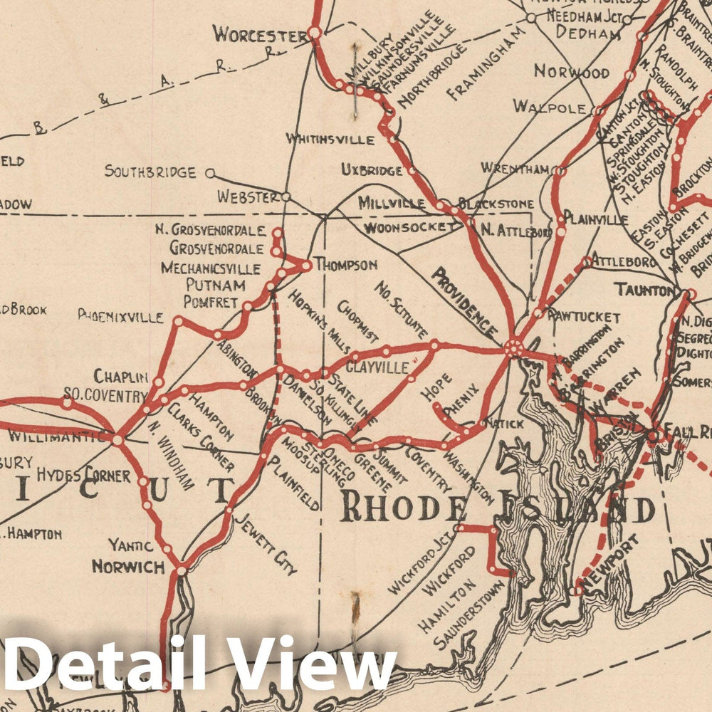 Historic Map : New England Transportation Co. 1927 Transit Railroad Catography , Vintage Wall Art