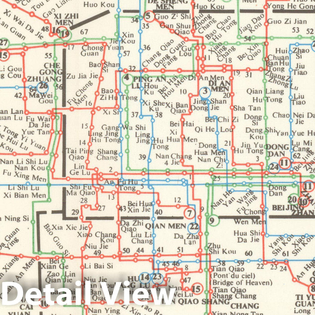 Historic Map : Peking City Bus Lines Transit Railroad Catography , Vintage Wall Art