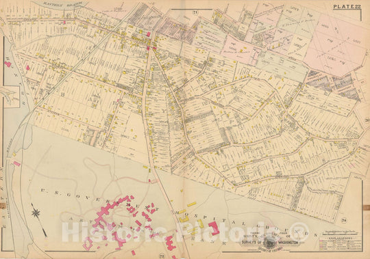 Historic Map : Atlas of Washington D.C. Volume 4 (NE, SE), Washington 1907 Plate 022 , Vintage Wall Art