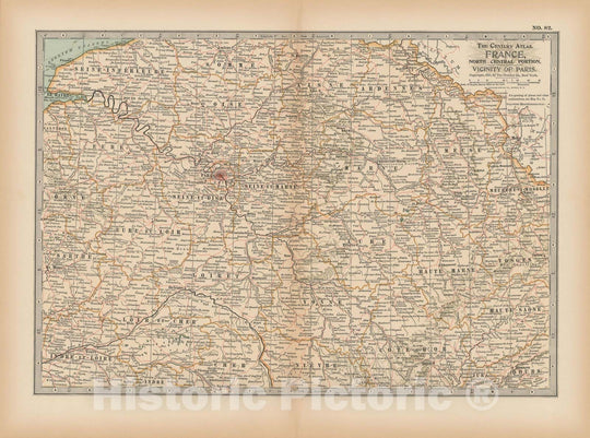 Historic Map : France 1897 , The Century Atlas World , v4, Vintage Wall Art