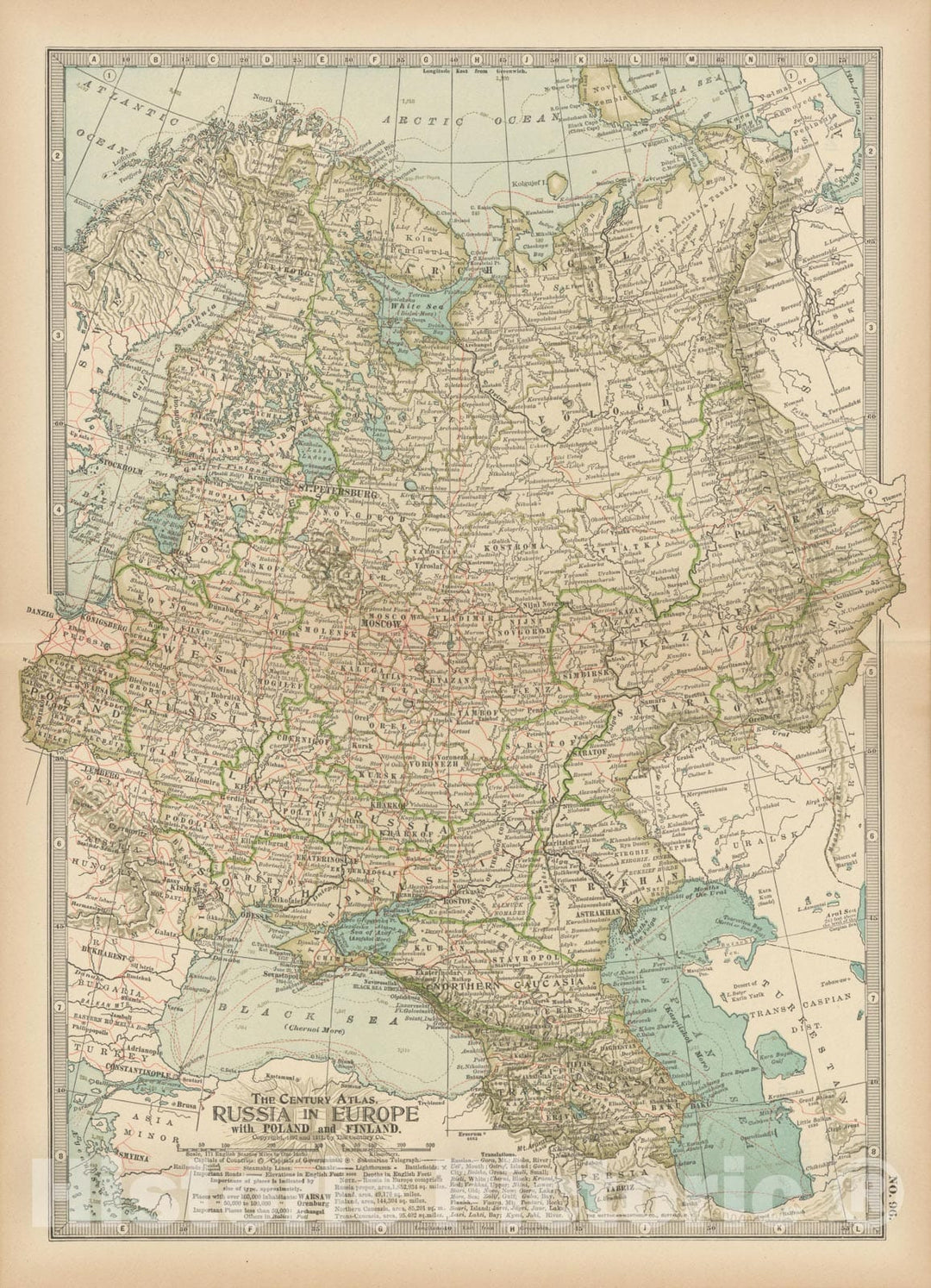 Historic Map : Russia & Finland & Belorussia & Ukraine & Georgia & Azerbaijan & Armenia 1914 Century Atlas , Vintage Wall Art