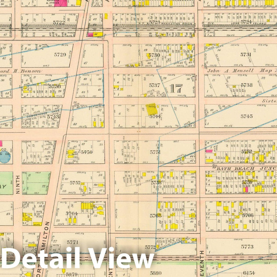 Historic Map : Vol. 2, Brooklyn 1907 Plate 005 , Atlas Borough of Brooklyn , Vintage Wall Art