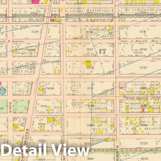 Historic Map : Vol. 2, Brooklyn 1907 Plate 005 , Atlas Borough of Brooklyn , Vintage Wall Art