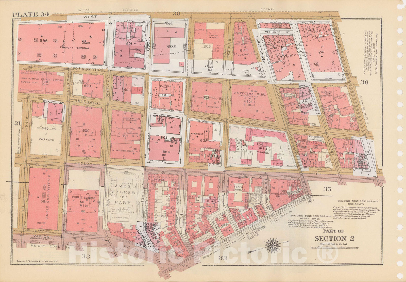 Historic Map : Manhattan Land Book 1955 - Updated Through Nov 7th, New York City 1975 Plate 034 , Vintage Wall Art