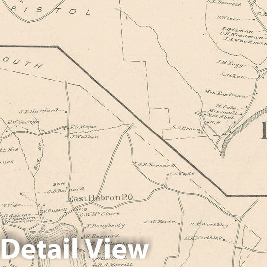 Historic Map : Bridgewater & Hebron & Newfound Lake 1892 , Town and City Atlas State of New Hampshire , Vintage Wall Art