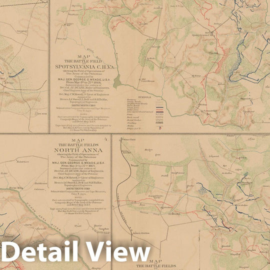 Historic Map : Civil War Atlas of the Union and Confederate Armies, Battles in GA & VA 1895 , Vintage Wall Art