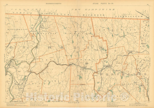 Historic Map : Atlas of Massachusetts, Athol & Erving & Gill & Northfield & Orange & Phillipston & Warwick & Wendell 1904 Plate 019 , Vintage Wall Art