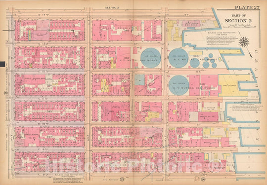 Historic Map : Atlas City of New York, Borough of Manhattan, Vol 1, Batery to 14th St 1922 - 1935 Plate 027 , Vintage Wall Art