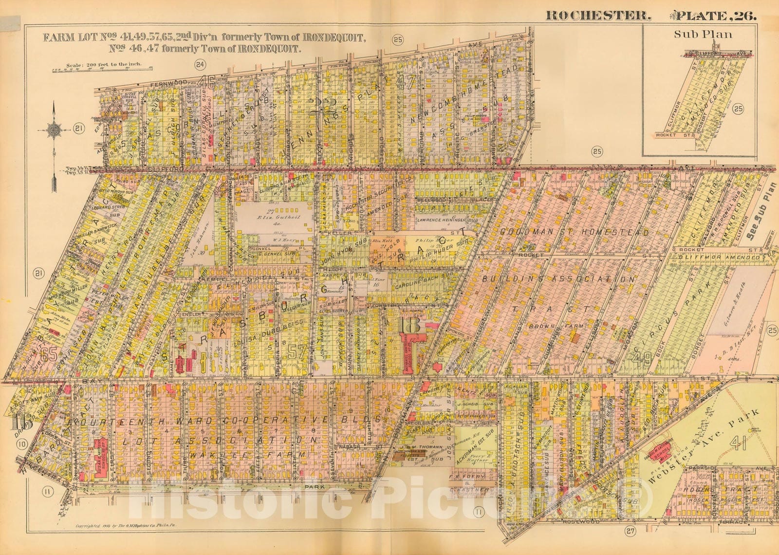 Historic Map : Plat Book of the City of Rochester New York and Vicinity, 1918 Plate 026 , Vintage Wall Art