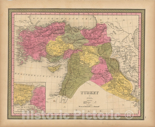 Historic Map : Turkey 1847 , A New Universal Atlas of the World , Vintage Wall Art