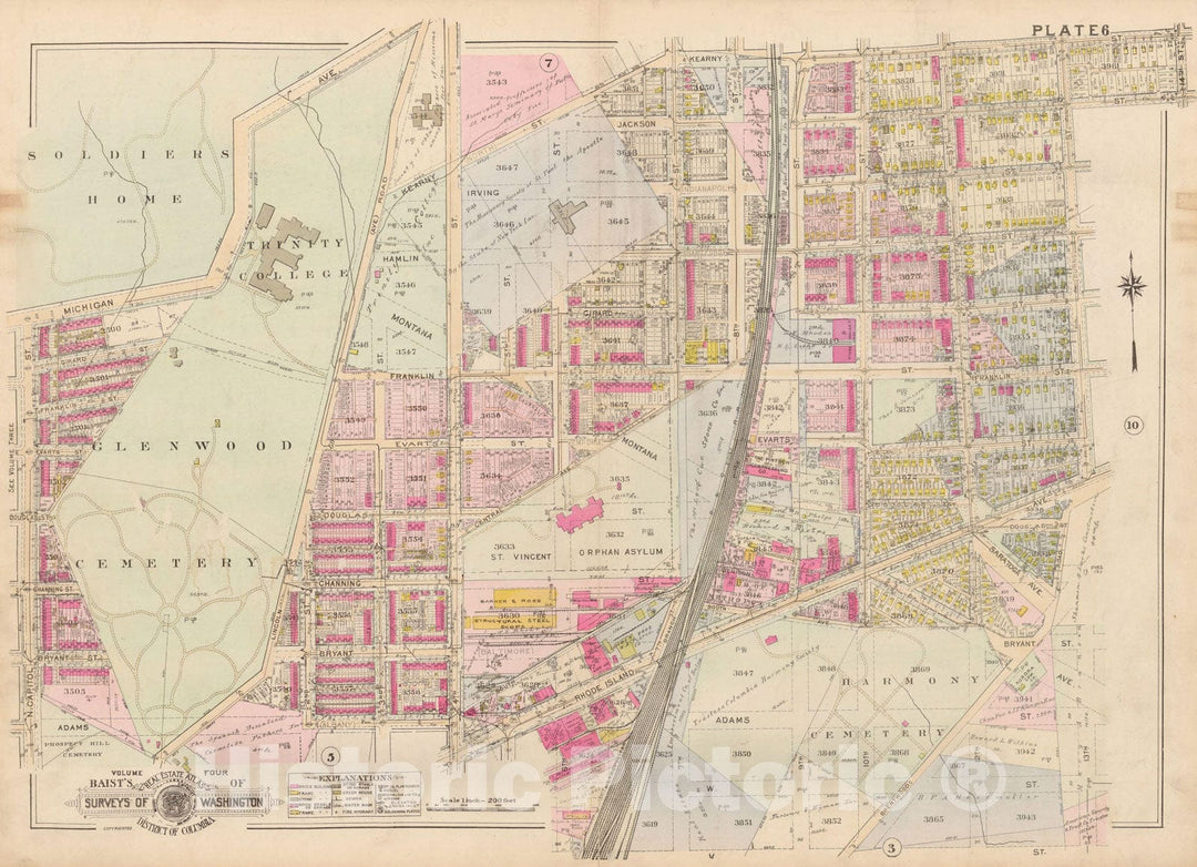 Historic Map : Atlas of Washington D.C. Volume 4 (NE, SE), Washington 1927 Plate 006 , Vintage Wall Art