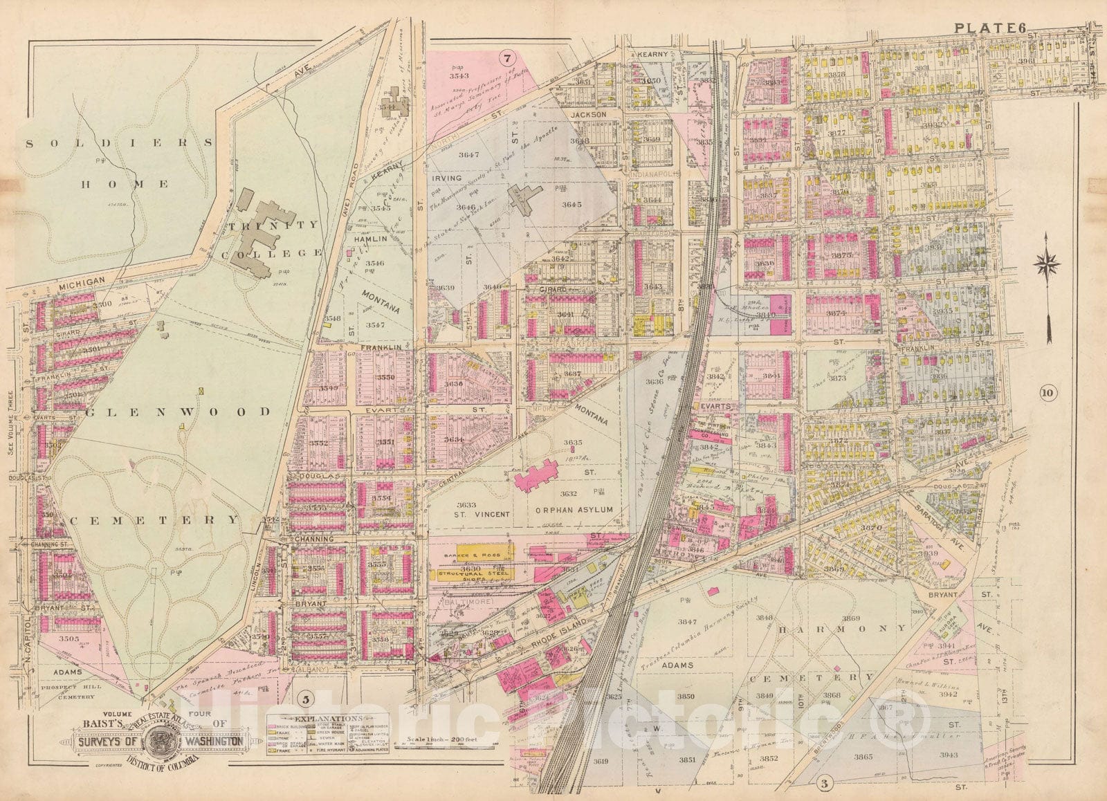 Historic Map : Atlas of Washington D.C. Volume 4 (NE, SE), Washington 1927 Plate 006 , Vintage Wall Art