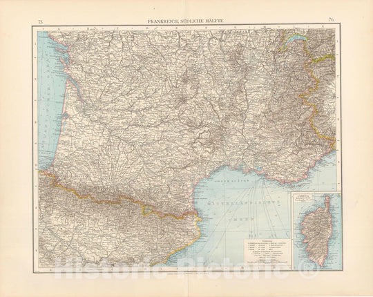 Historic Map : France 1899 , Andrees Allgemeiner Handatlas , v4, Vintage Wall Art