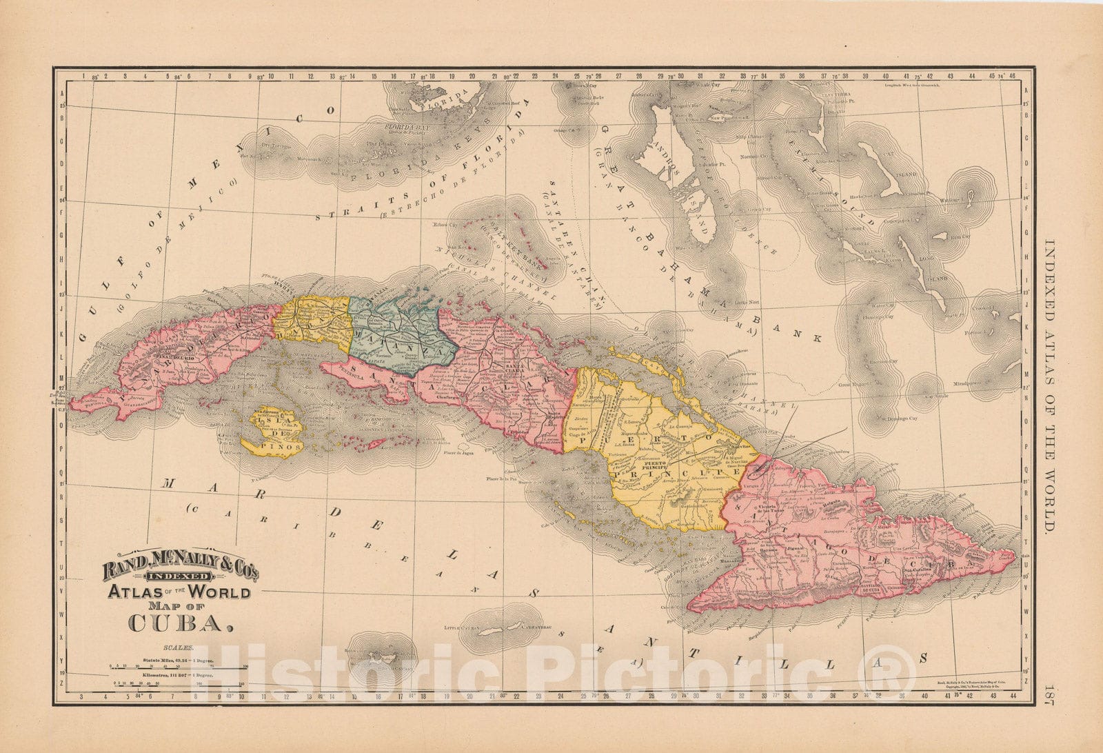 Historic Map : Cuba 1892 , Rand McNally's Atlas World , Vintage Wall Art