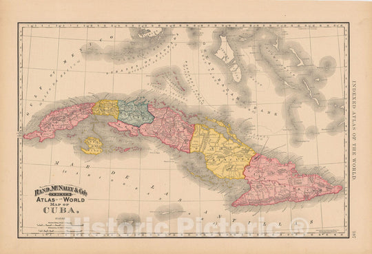 Historic Map : Cuba 1892 , Rand McNally's Atlas World , Vintage Wall Art