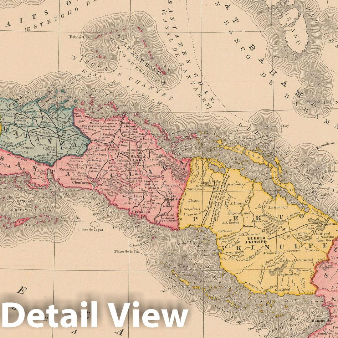 Historic Map : Cuba 1892 , Rand McNally's Atlas World , Vintage Wall Art